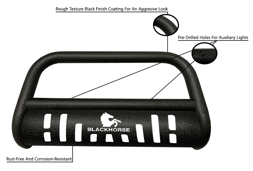 Black Horse Bull Bar-T Push Bar Textured Black Fits 2014-2016 Kia Sorento