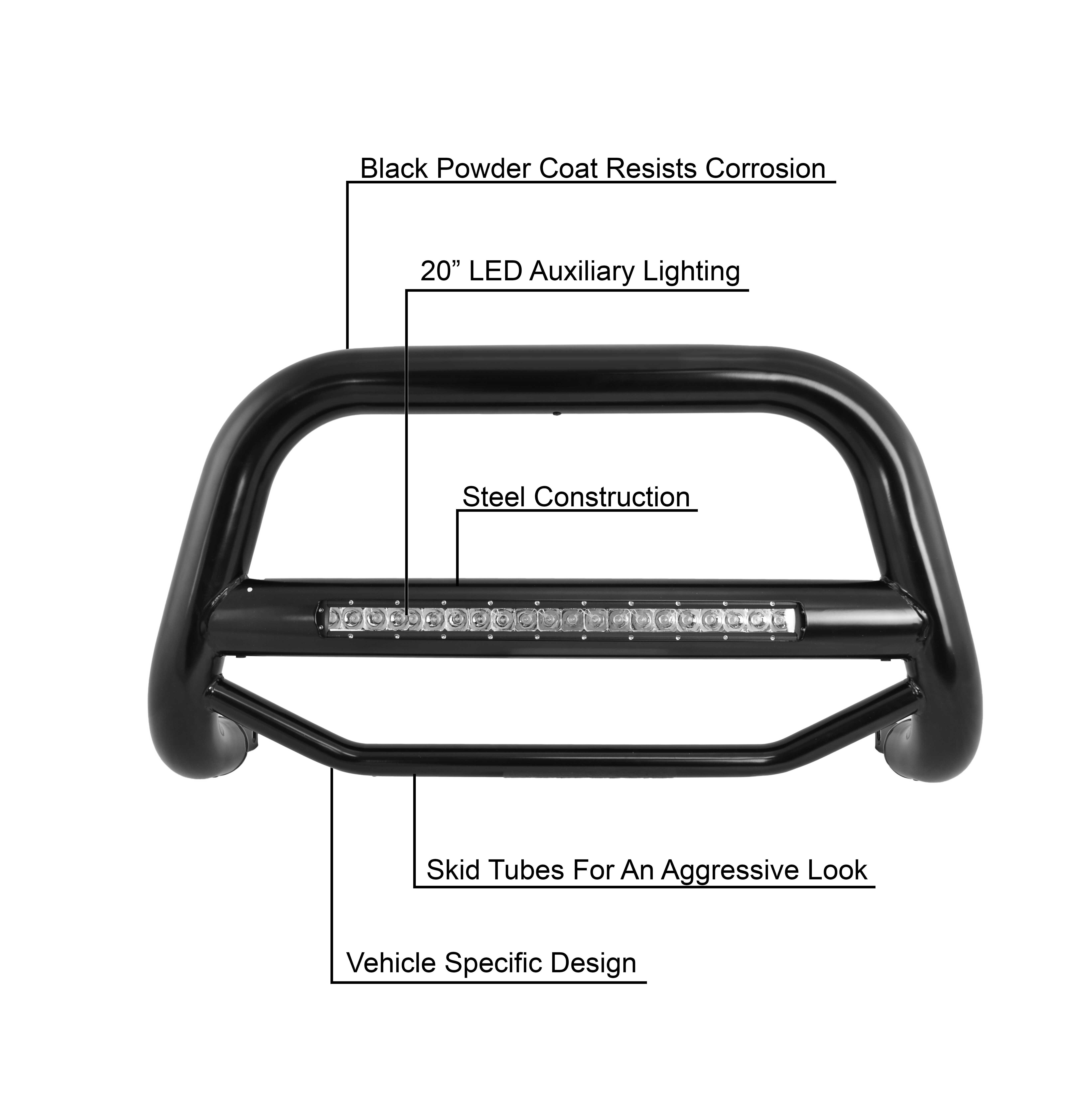 Black Horse MAX BEACON Bull Bar No skid plate Black fit 2007-2021 Toyota Tundra