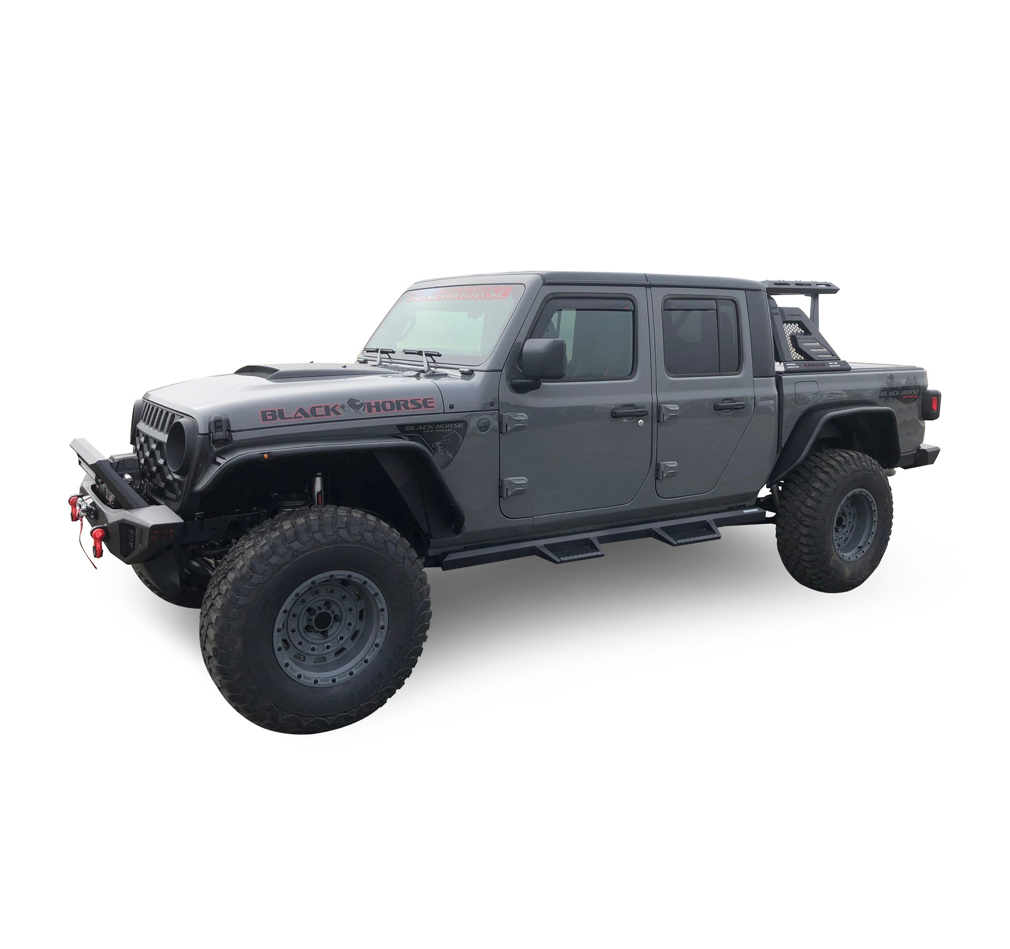 Black Horse ARMOUR II Roll Bar W/Basket  Black fit 2019-2024 Jeep Gladiator