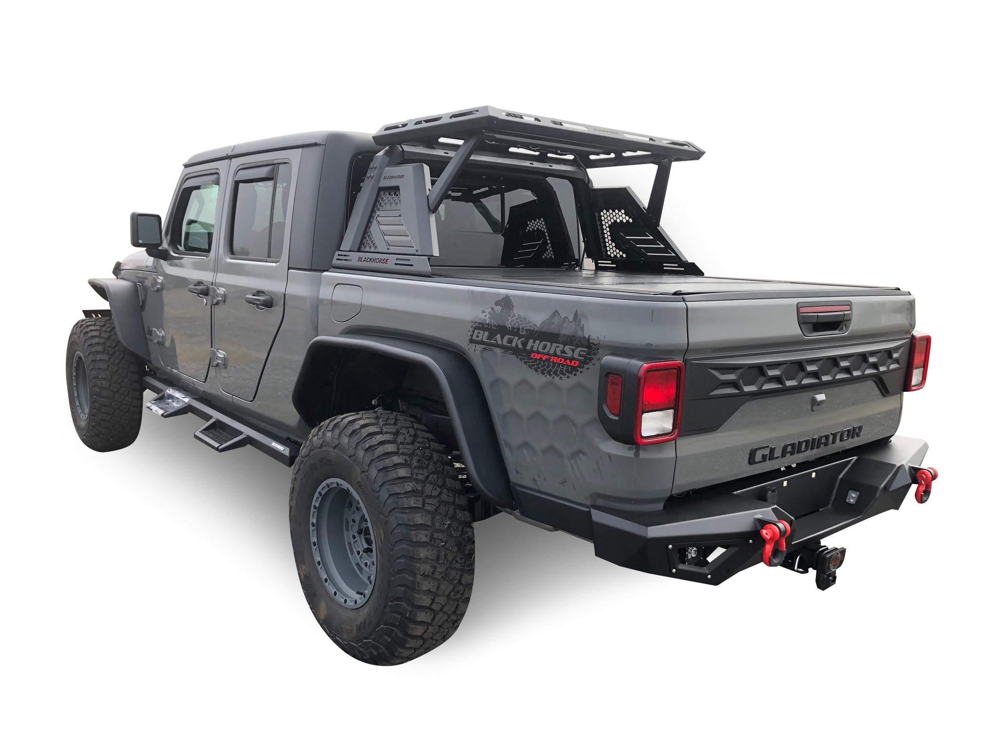 Black Horse ARMOUR II Roll Bar W/Basket  Black fit 2019-2024 Jeep Gladiator